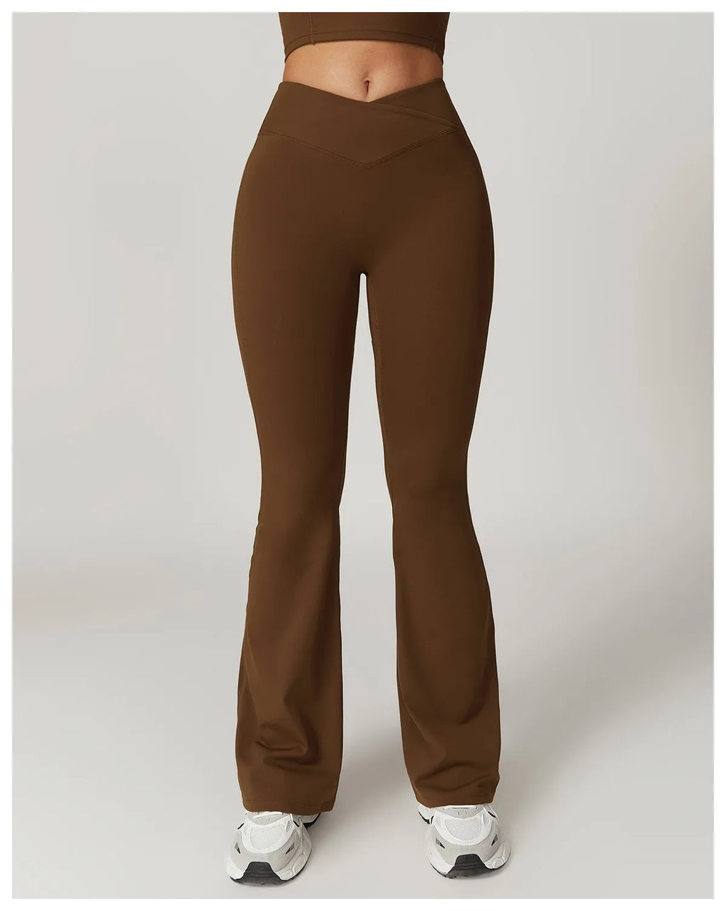 Crossover Flare Yoga Leggings für Damen High Waist V Cross Schlaghose Bauchkontrolle Yogahose Weites Bein Fitness Leggings