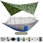 260x140cm Camping Hängematte Doppelgröße Fallschirm mit Moskitonetz Regenschutz Tarp Leicht für Wandern Reisen