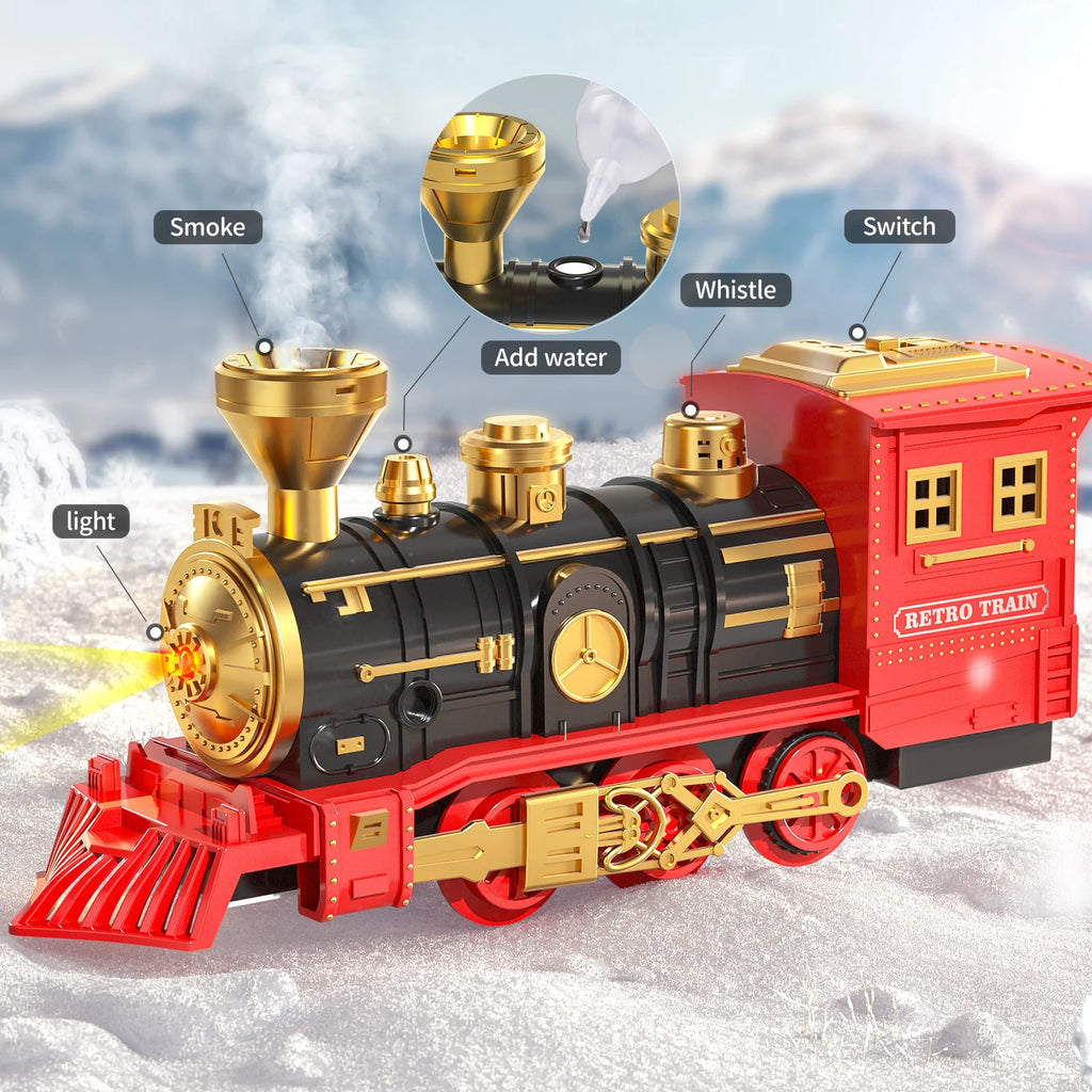 Elektrischer Spielzeugzug, Auto, Eisenbahn, Dampflokomotive, Druckgussmodell, Lernspiel, Kinderspielzeug und Jungen-Spielzeug