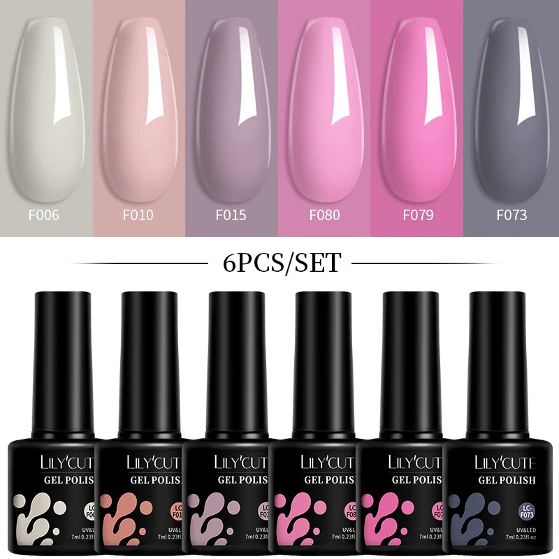 LILYCUTE 7ML 6PCS Neon Gel Nagellack Set fluoreszierend Farbwechsel Semi Permanent Soak Off Maniküre-Kit Nail Art Gel