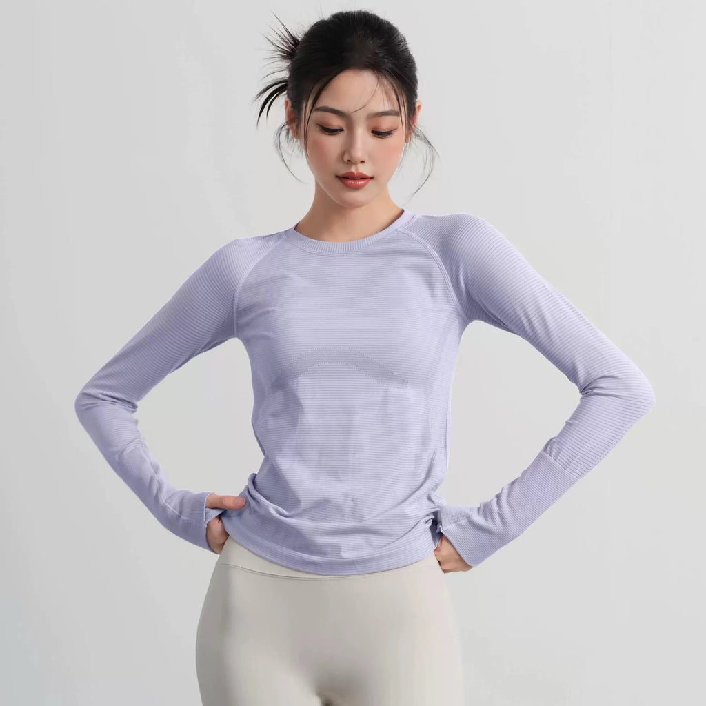 Damen Outdoor Sportshirt Yoga Wear Fitness T-Shirt Laufshirt Workout Top Damen Langarm Sportbekleidung Trainingskleidung Fitnessstudio