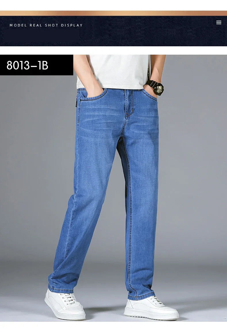 Herrenhose Büro Business Jeans Herren Klassische Blau Schwarz Baumwolle Stretch Straight Denim Hose Herren Marken Hosen