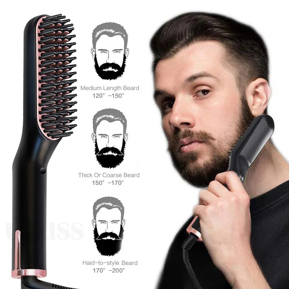 Men's Electric Beard Straightener Negative Ion Hair Straightening Brush Hair Straightener Wet & Dry Quick Styler Hauptbild