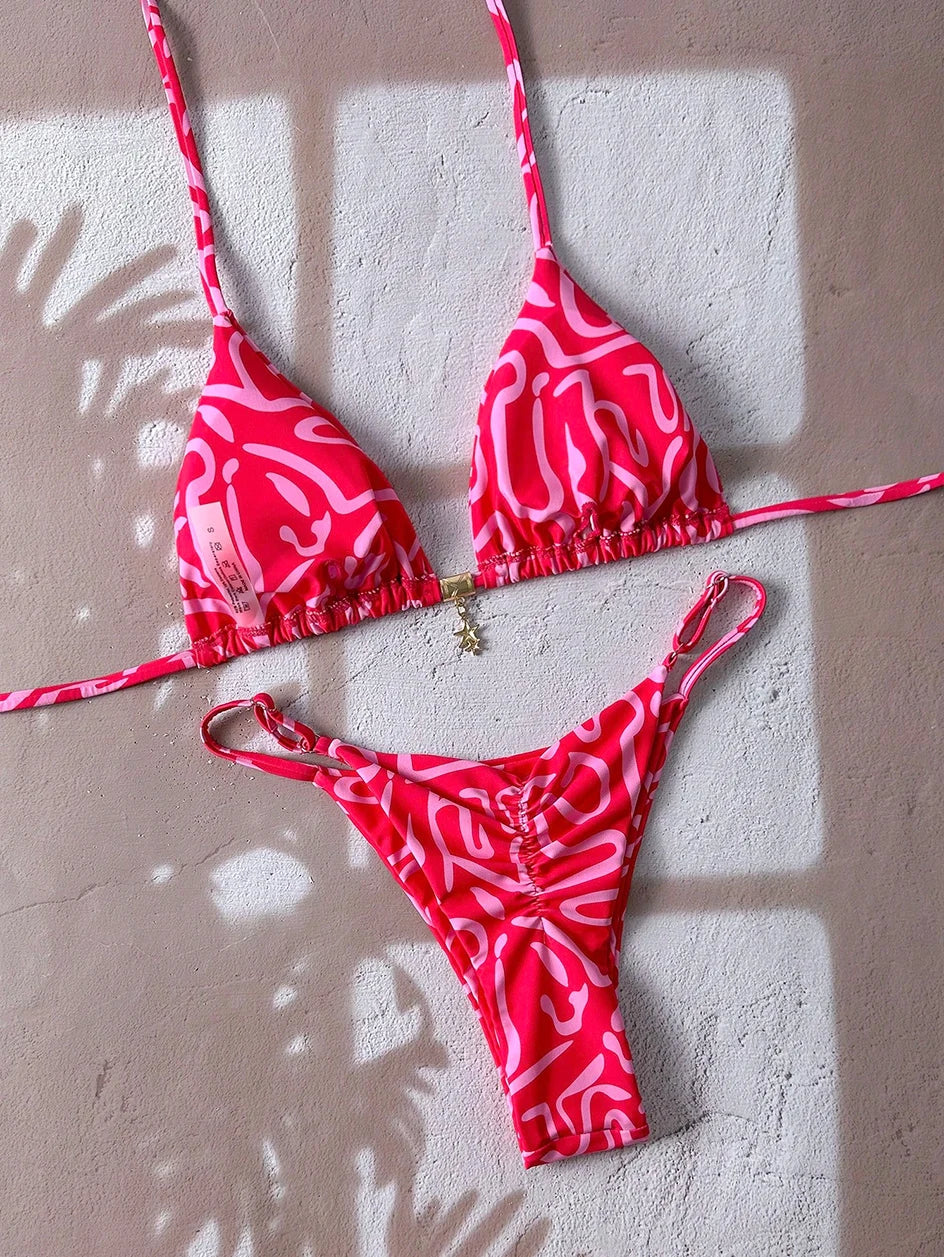 Micro Bikini Damen Badeanzug Zweiteiliger Badeanzug Damen Bademode 2026 Sexy Leopard Push Up Tanga Bikinis Sets Strandmode Sommer