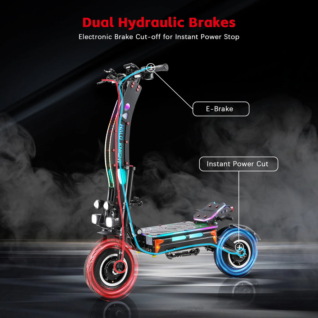HALO KNIGHT T107Max 72V 8000W Elektroroller für Erwachsene, schnell, 120km/h, Leistungsstarker Doppelmotor, E-Scooter, Top E-Scooter