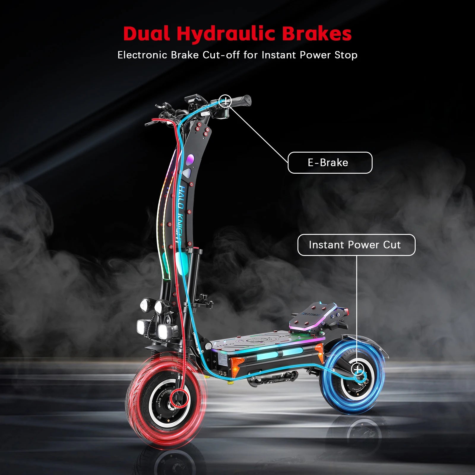 HALO KNIGHT T107Max 72V 8000W Elektroroller für Erwachsene, schnell, 120km/h, Leistungsstarker Doppelmotor, E-Scooter, Top E-Scooter