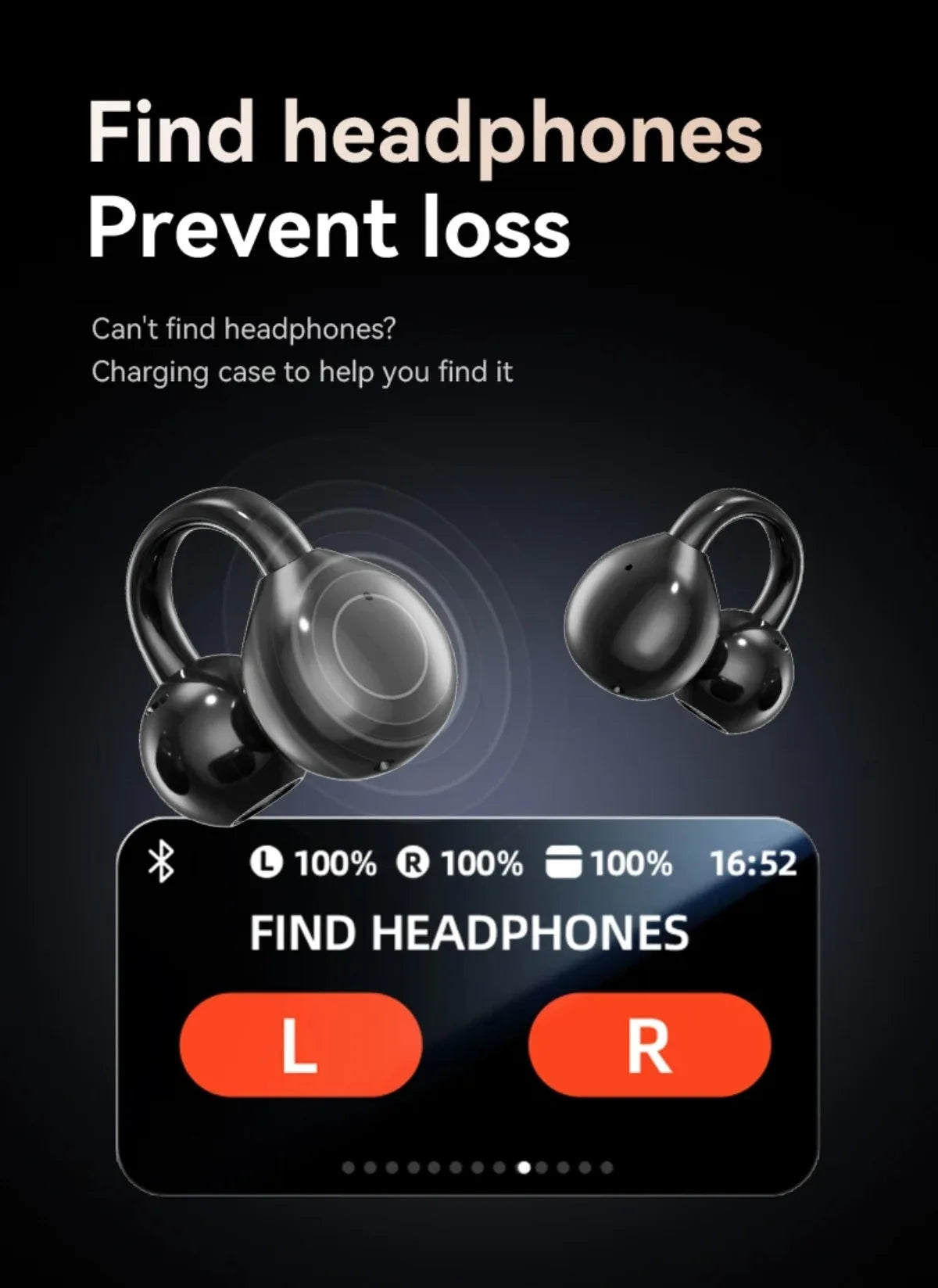 Touchscreen-Bluetooth-Kopfhörer 144 Sprachen Echtzeit-Übersetzung Kopfhörer Drahtlose Open-Ear-Clips Sport-Gaming-Kopfhörer