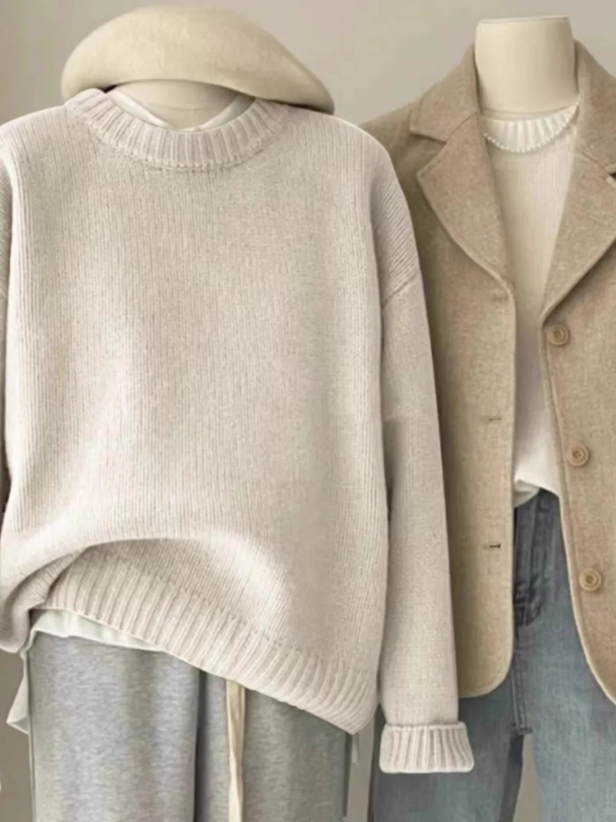 Weicher, wachsartiger Rundhals-Pullover aus 100 % reinem Kaschmir für Damen, lockerer Pullover, Herbst- und Winter-Kurzpullover