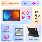 Neueste globale Version Android 15 Tablet, 10-Zoll-Tablet, Quad-Core-Prozessor, 1280*800 Auflösung, 12 (3+9) GB RAM, 64 GB Speicher
