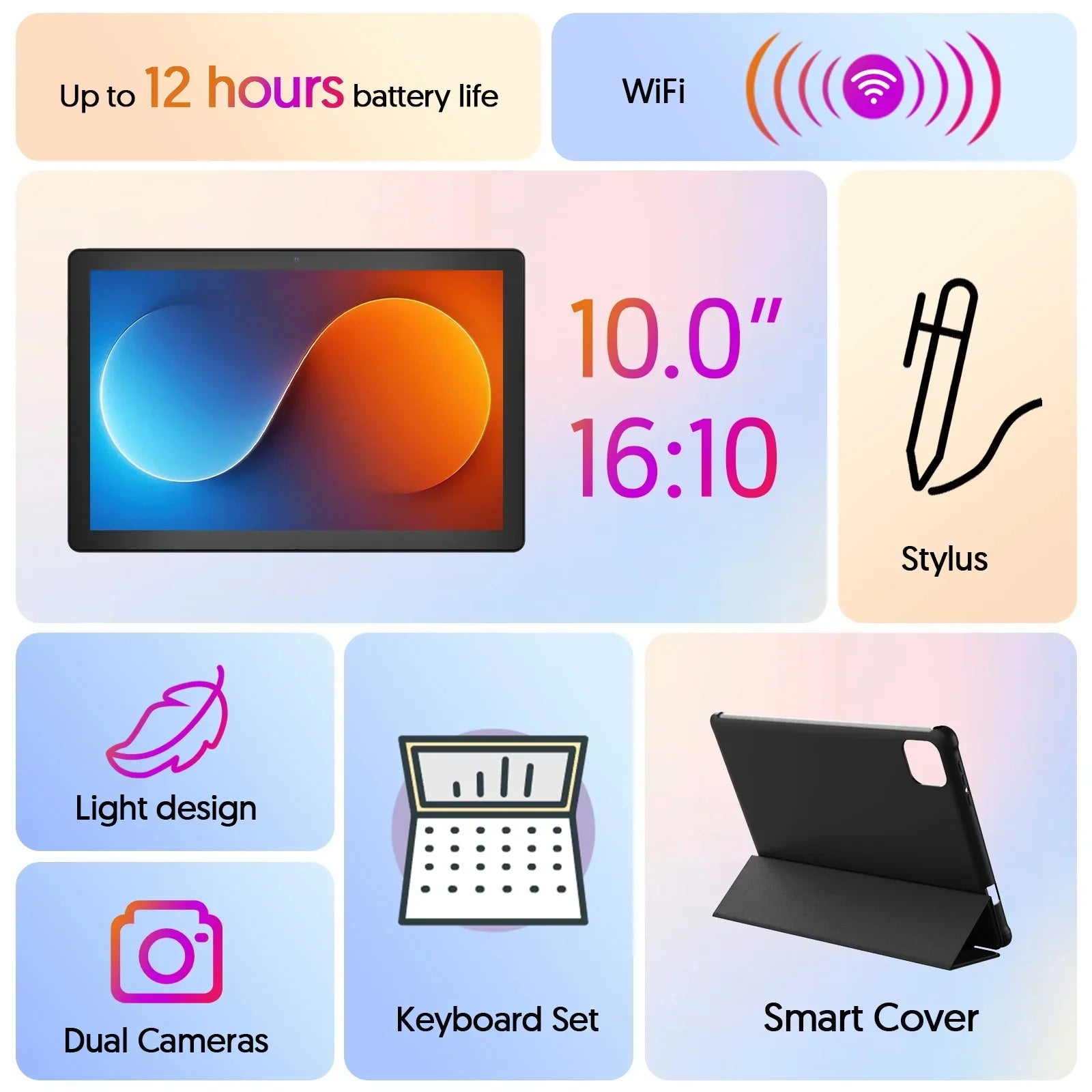 Neueste globale Version Android 15 Tablet, 10-Zoll-Tablet, Quad-Core-Prozessor, 1280*800 Auflösung, 12 (3+9) GB RAM, 64 GB Speicher
