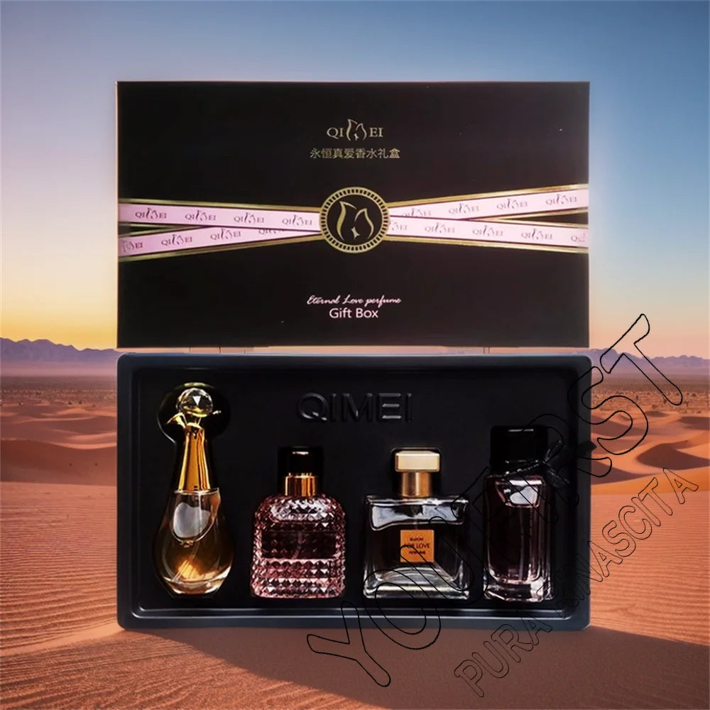 Luxusmarke Parfüm Damen Eau De Parfum Femme Geschenkset 4-teilig 100ml Parfums De Mujer Frisch Natürlicher Blumig-Fruchtiger Duft Spray