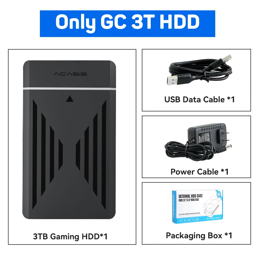 3TB Tragbare Gaming-HDD LaunchBox/Retrobat/Playnite Retro-Spielekonsole mit über 17300 AAA-/3D-/Retro-Spielen für PS4/PS3/PS2/Switch/Wii