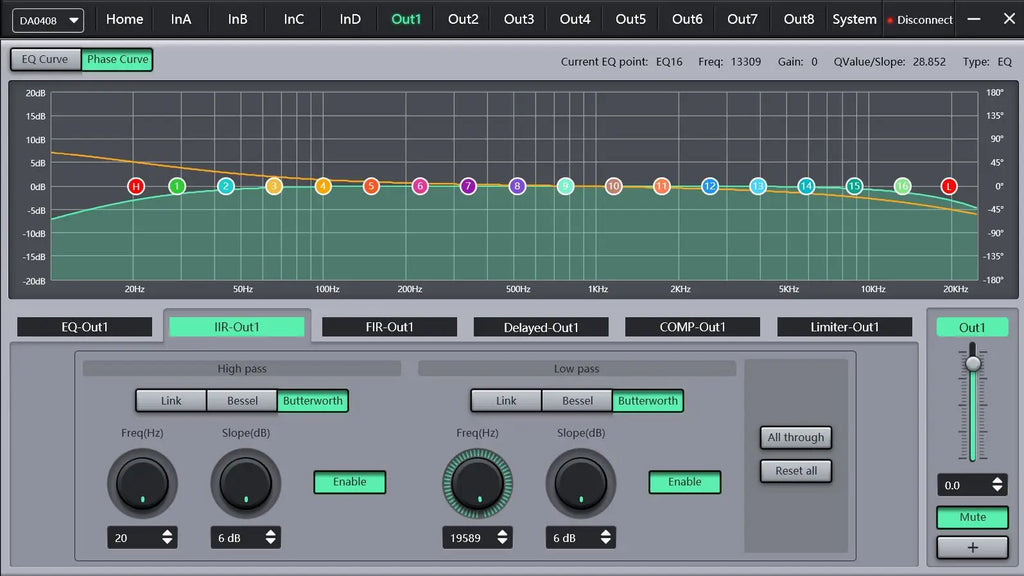 DP48X Professioneller Digital-Audioprozessor 4 Eingänge 8 Ausgänge Drive Rack Prozessor mit RIR DEQ 192KHZ Lautsprechermanagementsystem