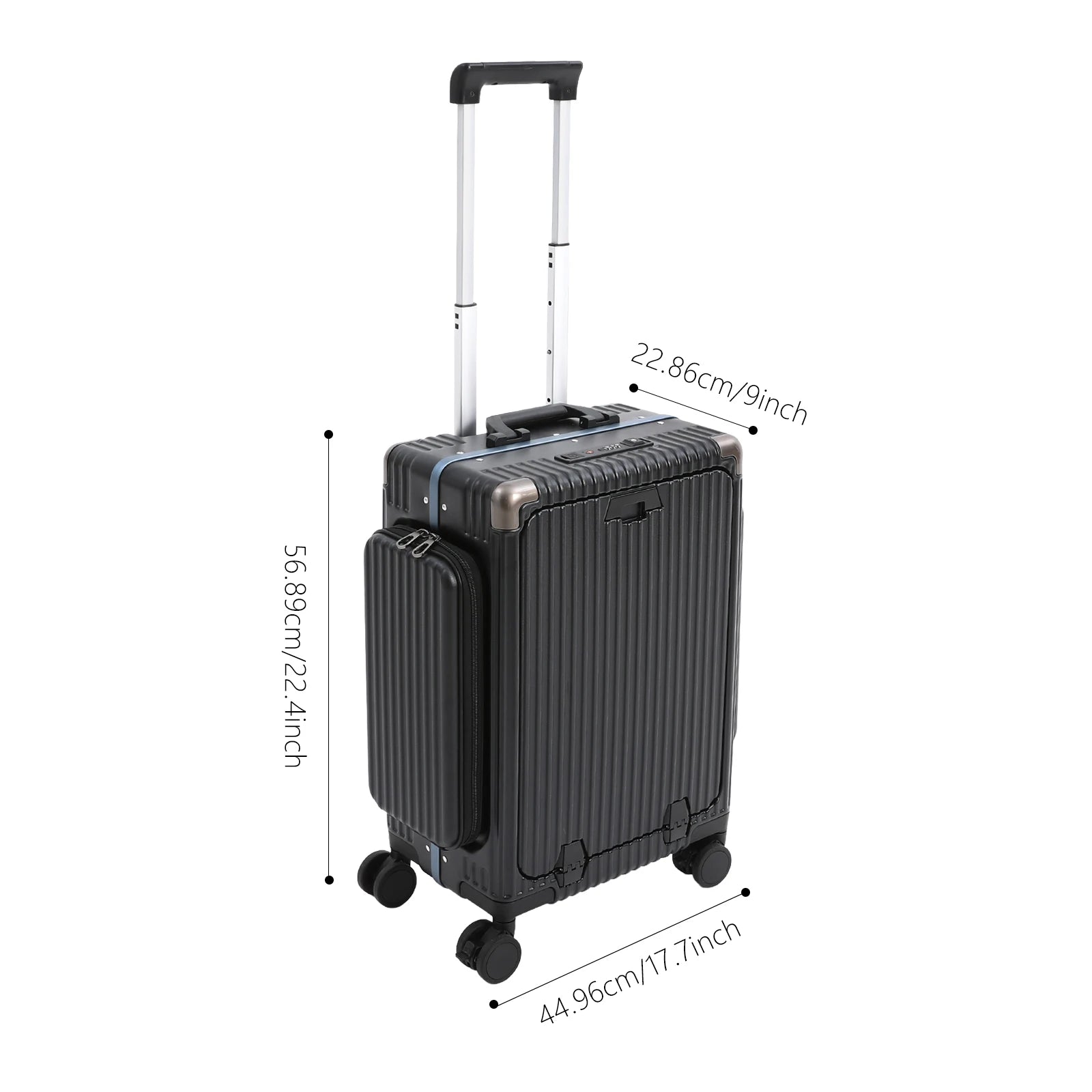 Moderner 20-Zoll PC-Gepäckkoffer, Aluminiumlegierung, Hartschale, Reisekoffer mit 4 Rollen, 3-Öffnungs-Struktur für Reisen