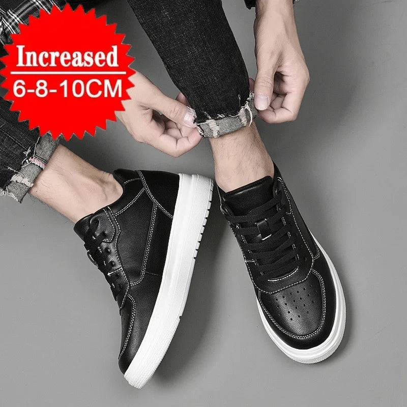 Hochwertige Herren-Sneaker, erhöhte Herrenschuhe, modische Freizeitschuhe, bequeme Leder-Sportschuhe, Höhenzunahme 6/8/10 cm