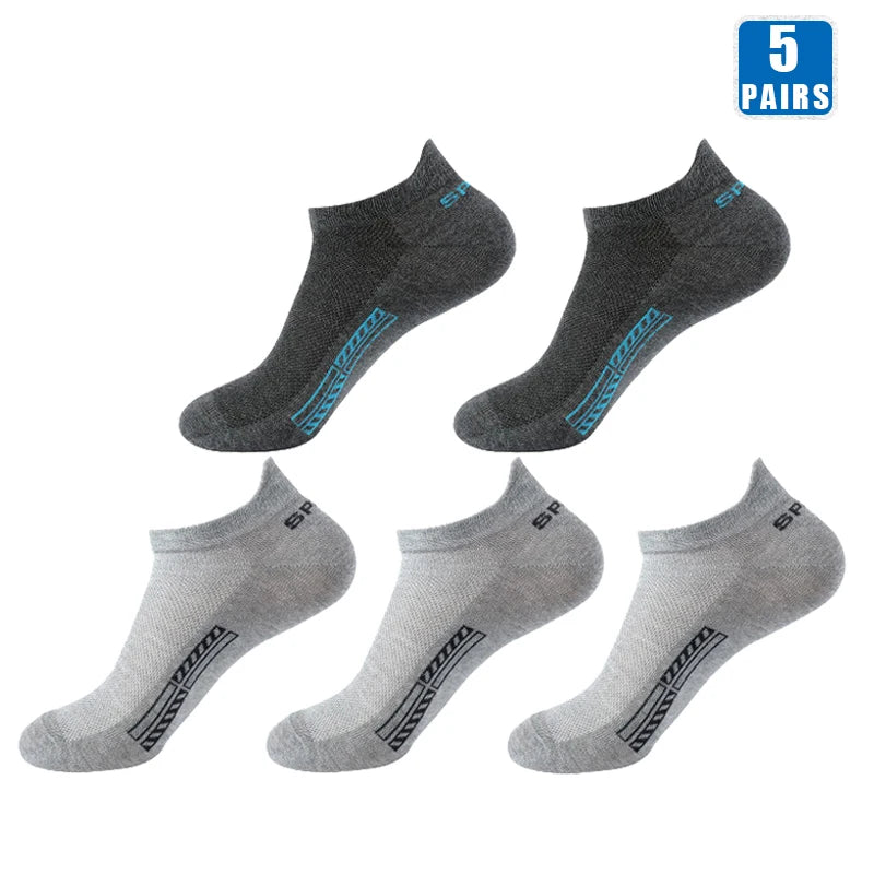 5 Paar kurze Baumwollsocken für Herren, hochwertige, tief geschnittene Crew-Socken für Damen, Knöchelsocken für Sport, atmungsaktives Mesh für den Sommer, lässige, weiche Herrensocken