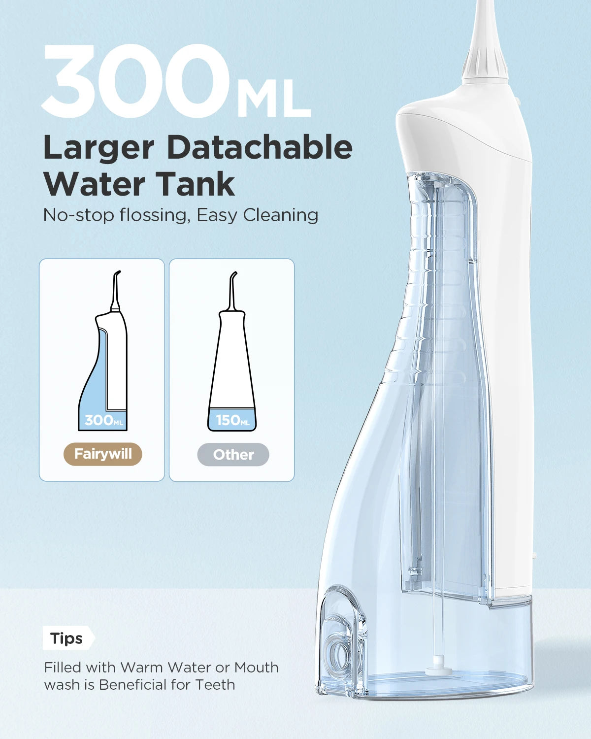 Fairywill Mundduschen Munddusche & elektrische Zahnbürste wiederaufladbar tragbar für Zähne wasserdichte Zahnreinigung
