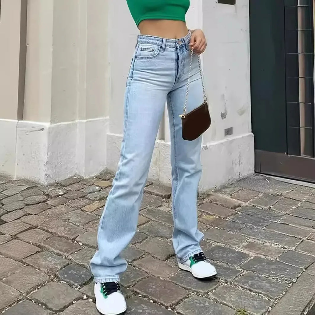 Heiß begehrte neue hellblaue schmale High-Waist Stretch-Jeans für Damen – vielseitig und lässig