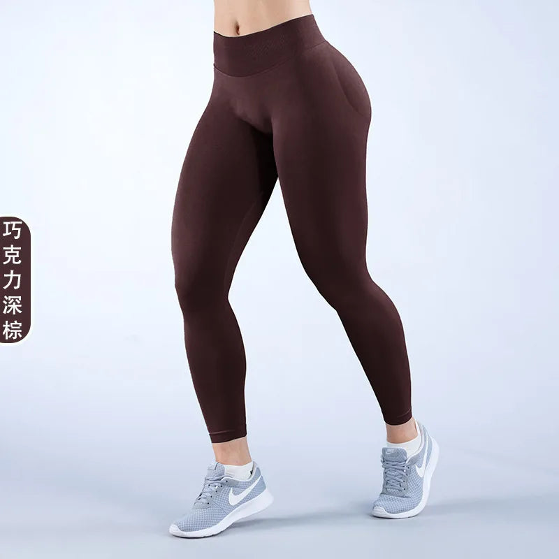 Damen High Waist Nahtlose Yoga Leggings Bauchkontrolle Po-Lifting Workout Hose Weiche Athletic Leggings für Fitnessstudio Fitness Laufen