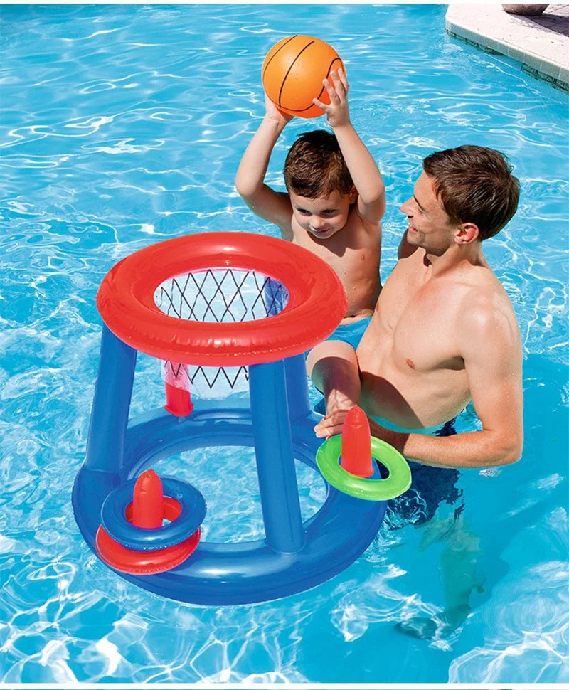 Aufblasbares Ringwurfspiel, schwimmender Basketballkorb, interaktives Wassersportspielzeug, Partygeschenk, Strandspaß, Poolzubehör