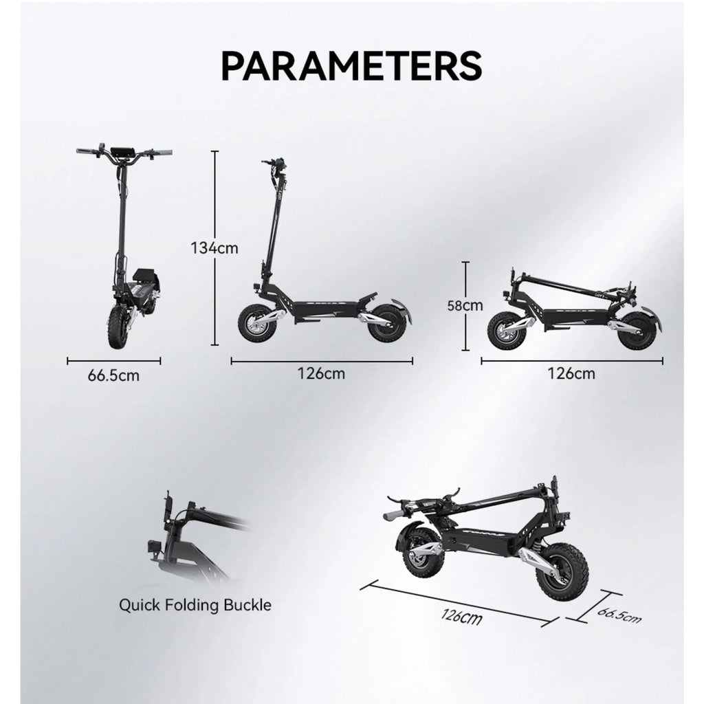 T10 Tragbarer E-Scooter 900W Spitzenleistung 48V 13.5/18 Ah Akku Elektroroller für Erwachsene 11 Zoll Offroad-Reifen Elektroroller
