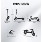 T10 Tragbarer E-Scooter 900W Spitzenleistung 48V 13.5/18 Ah Akku Elektroroller für Erwachsene 11 Zoll Offroad-Reifen Elektroroller