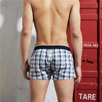 SEOBEAN Klassische Herren Boxershorts kariert 100% Baumwolle Unterwäsche Boxershorts U-konvexer Beutel Pfeil Panties Shorts Herren Schlafunterteile