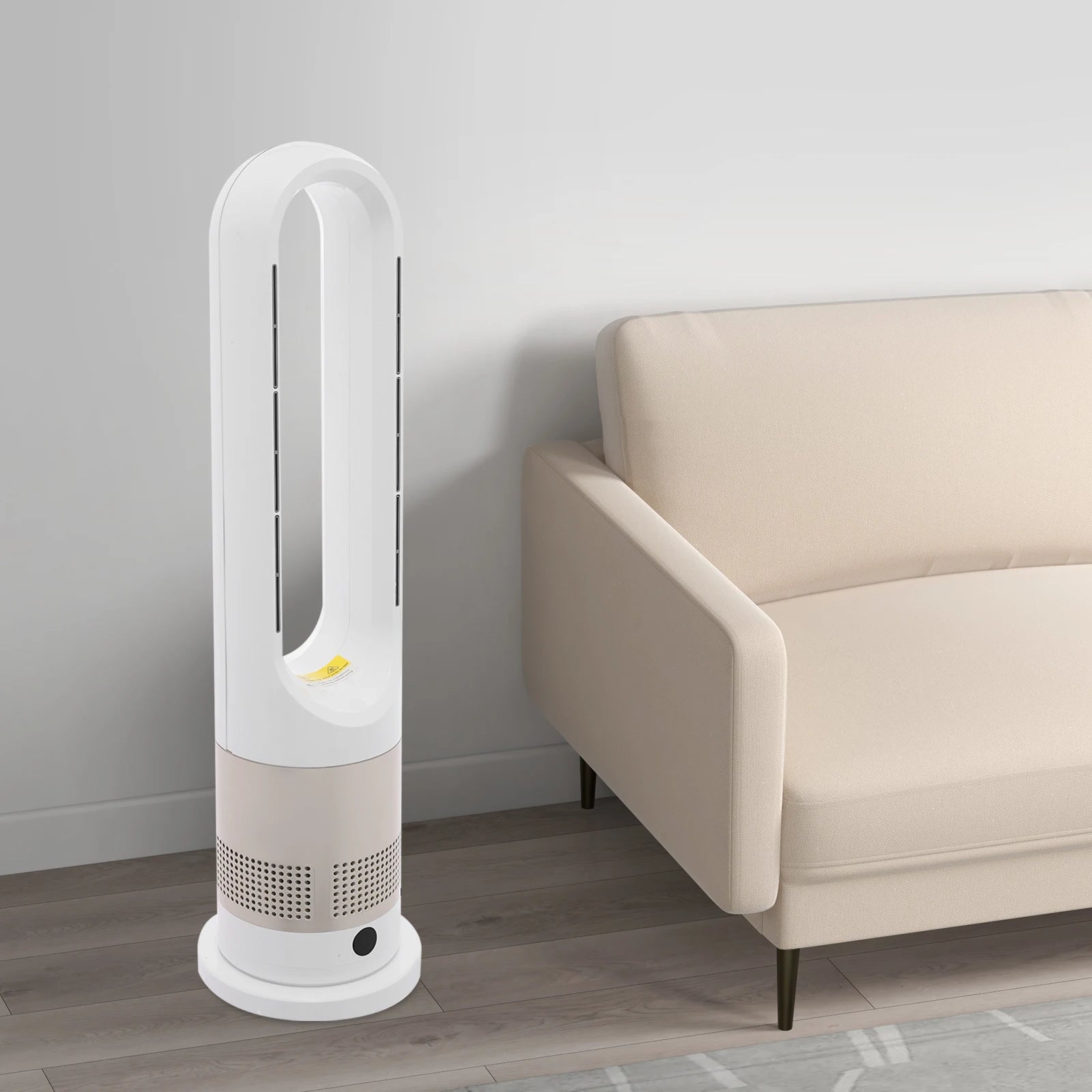 Ganzjähriger Dual-Modus Kühl-Heizturmventilator mit Fernbedienung 1200W Heizung 8 Geschwindigkeiten 9H Timer 80° Oszillation Sicher, Bladeless Zweitbild