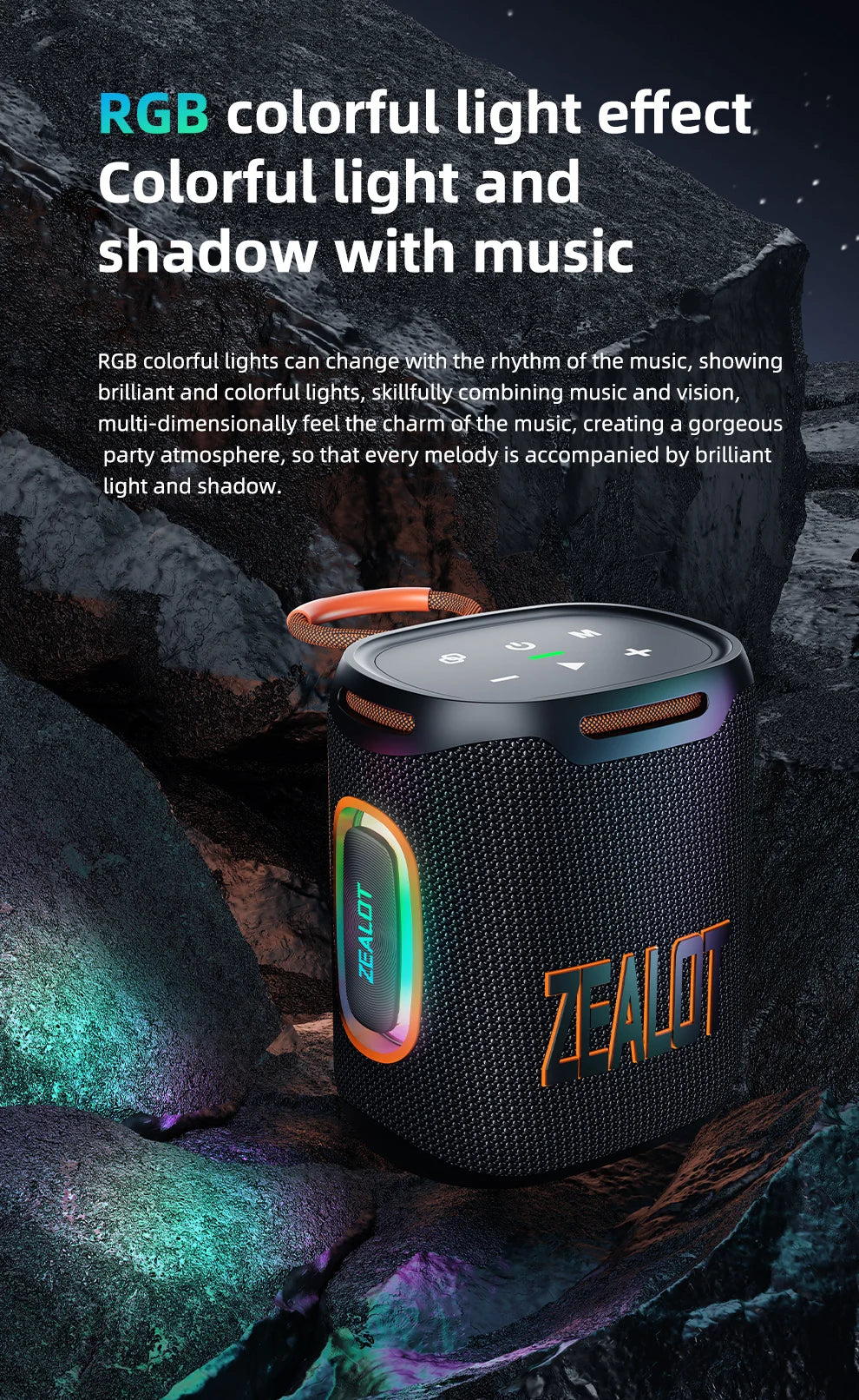 S122 25W Kabelloser Bluetooth-Lautsprecher Outdoor Tragbarer Mini Wasserdichter Lautsprecher mit Licht 6000mAh Akku Bass Boost für Outdoor