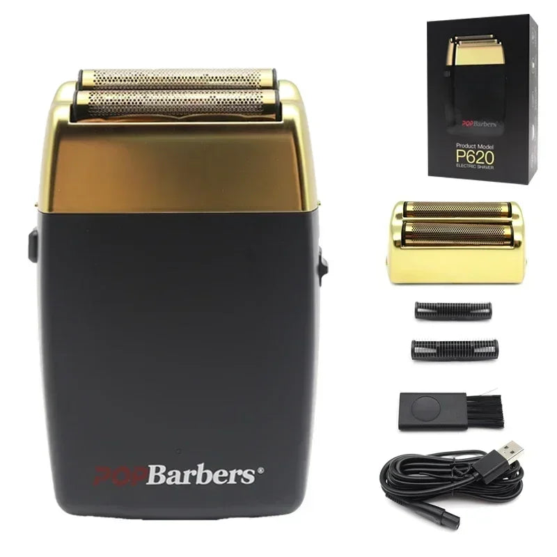 11000 U/min POP Barbers P620 Professioneller elektrischer Herren-Barttrimmer Doppelfolienrasierer Elektrorasierer USB-Haarschneidemaschine