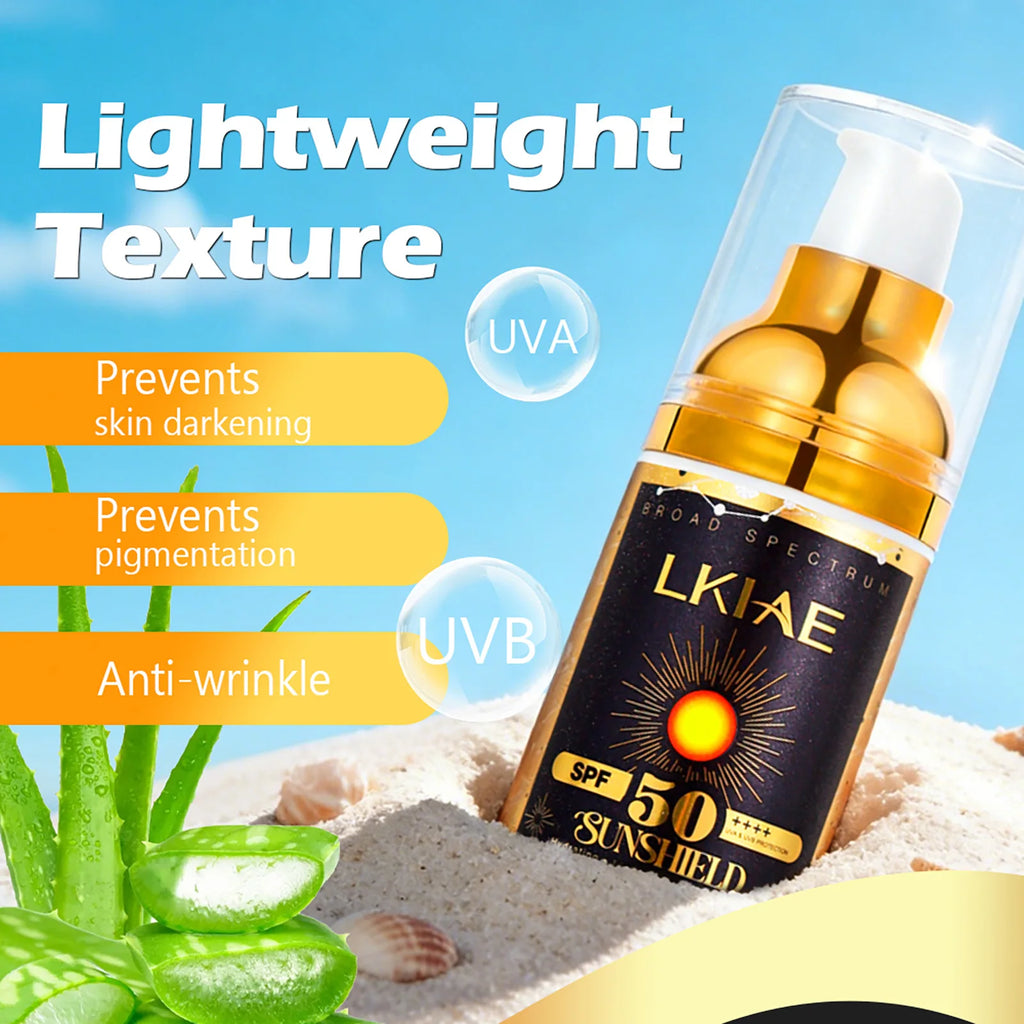LKIAE Sonnencreme, Breitspektrum LSF 50, UVA/UVB, leicht & nicht fettend, Sonnenschutz, für Gesicht, Körper, nicht komedogen, 60ml