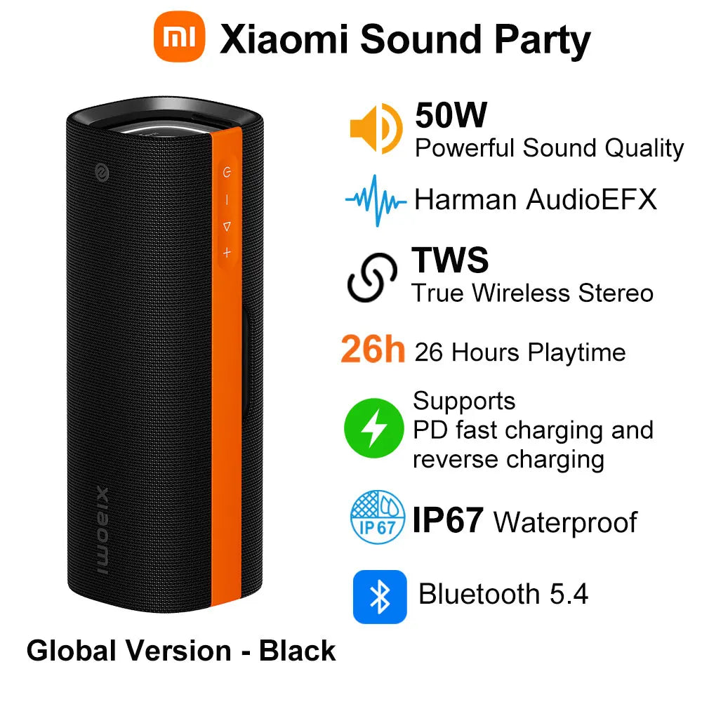 Xiaomi Sound Party, 50W tragbarer Bluetooth-Lautsprecher, Harman AudioEFX TWS-Modus 26h Wiedergabezeit, Smart Connectivity Wireless Speaker