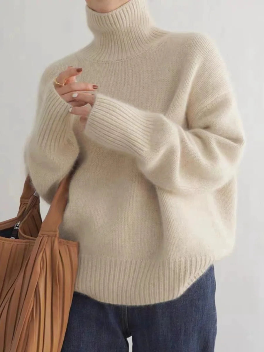 2023 Herbst und Winter Rollkragenpullover 100% reiner Kaschmir Damen Loose Sweater verdickter Wollpullover Überwurf faules Unterteil Hauptbild