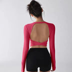 Fashion Sport Tops Pilates Laufen mit Brustpolster Fitness Langarm Enganliegende Schnelltrocknende Shirts Yoga Top Oberbekleidung