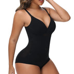 Cross Waist Tummy Control Body Shaping Bodysuit für Damen Ganzkörperkontrolle V-Ausschnitt Mesh Atmungsaktiver Slip Unterwäsche Po-Former