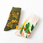 1 Paar Damensocken Cartoon Hund Krake Blume Pflanze Kawaii Lustige Freizeit Damen Baumwollsocken Strümpfe Streetwear Harajuku Crew Socken