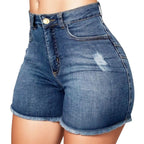 Damen High Waist Po-Lifting Jeans Shorts Ausgefranster Saum Stretchy Bodycon Jeans Shorts Sexy Sommer Club Hot Pants Streetwear 2026