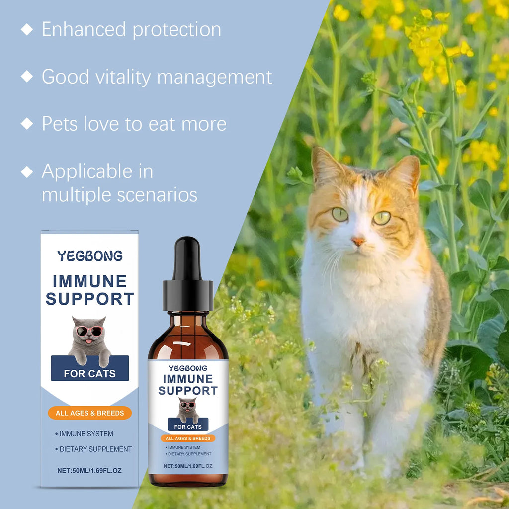Yegbong 50ml Katzenvitamin-Nahrungsergänzungsmittel Tägliche Pflege zur Unterstützung der Ernährung, Förderung des Wachstums und Unterstützung der Genesung von Katzen, Vitaminpflegetropfen