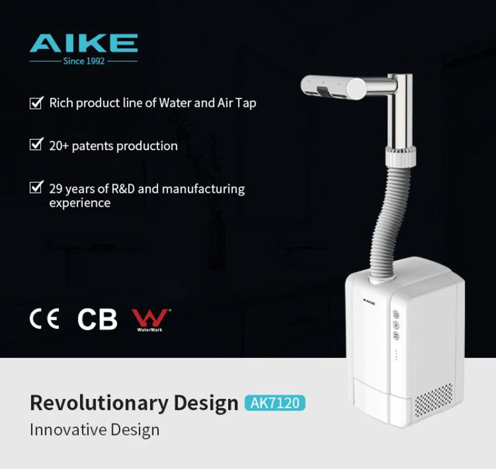 AIKE Airblade Wasserhahn Händetrockner Automatische Bad Händewasch- und Trockenmaschine Waschraum Armaturen Luft Wasserhahn Leistungsstarker Händetrockner