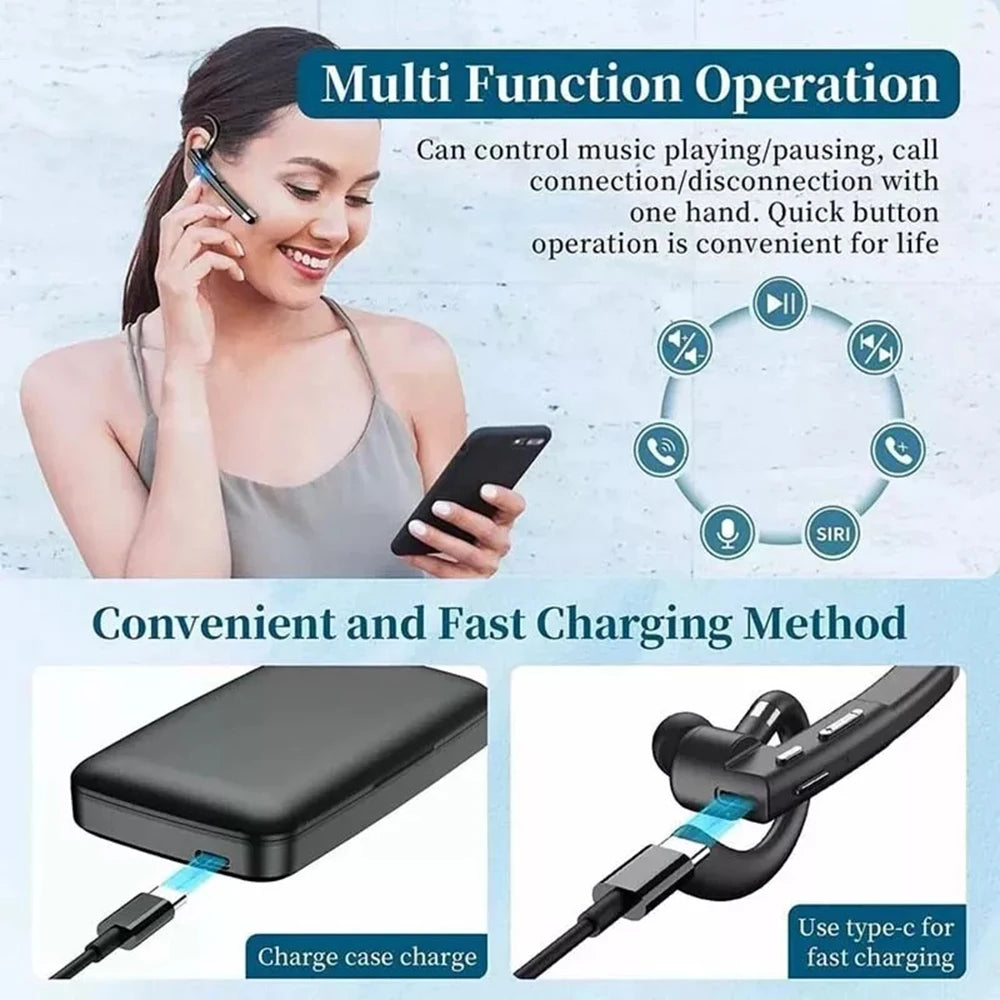 YYK-520 Kabellose Kopfhörer Business Bluetooth 5.3 Ohrhörer Freisprechanruf Mikrofon Geräuschunterdrückung Headset In-Ear-Kopfhörer zum Autofahren