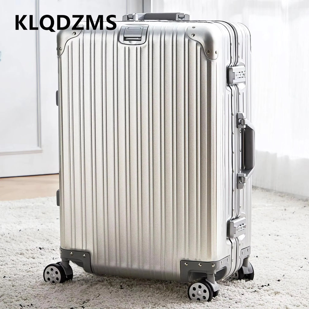 KLQDZMS Deutscher Koffer aus Aluminium-Magnesium-Legierung, 20 Zoll, Handgepäck, 28 Zoll, großes Fassungsvermögen, Reisekoffer aus Leder für Geschäftsreisen