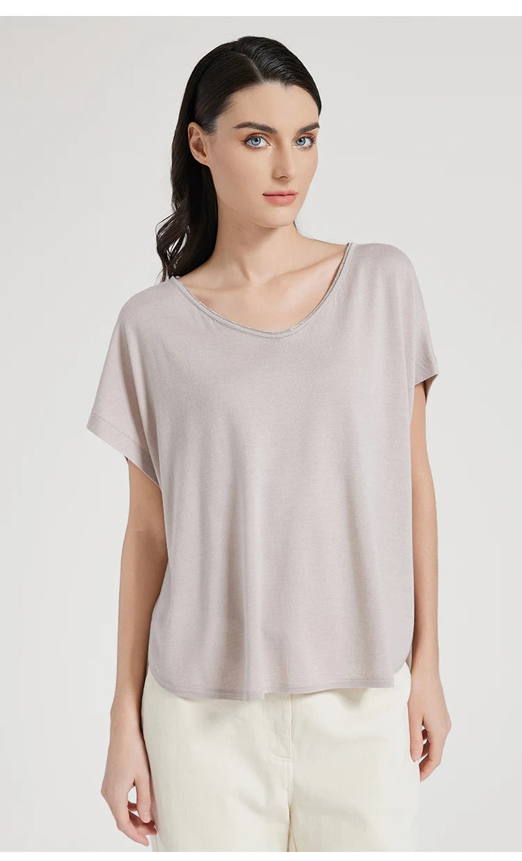 BC1095 Luxuriöse Damenbekleidung Seide Wolle Damen Kleidung lockere Merinowolle Weste Pullover für Damen