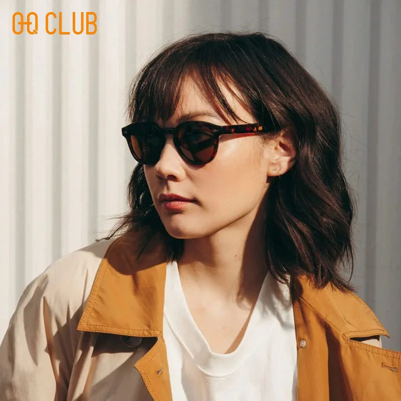 O-Q CLUB Retro Runde Herrensonnenbrille Damen Sonnenbrille Frau UV400 Lunette Zonnebril Dames Polarisierte Gläser Mann Brille Vintage