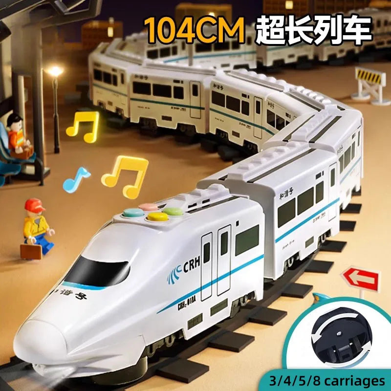 Kinder DIY Simulation Hochgeschwindigkeitszug Spielzeugauto Elektrische Sound-Licht Modellbahn Lernspielzeug für Jungen Mädchen Geschenk