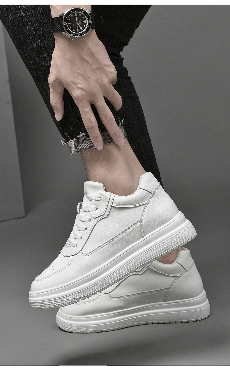 Hochwertige Herren-Sneaker, erhöhte Herrenschuhe, modische Freizeitschuhe, bequeme Leder-Sportschuhe, Höhenzunahme 6/8/10 cm