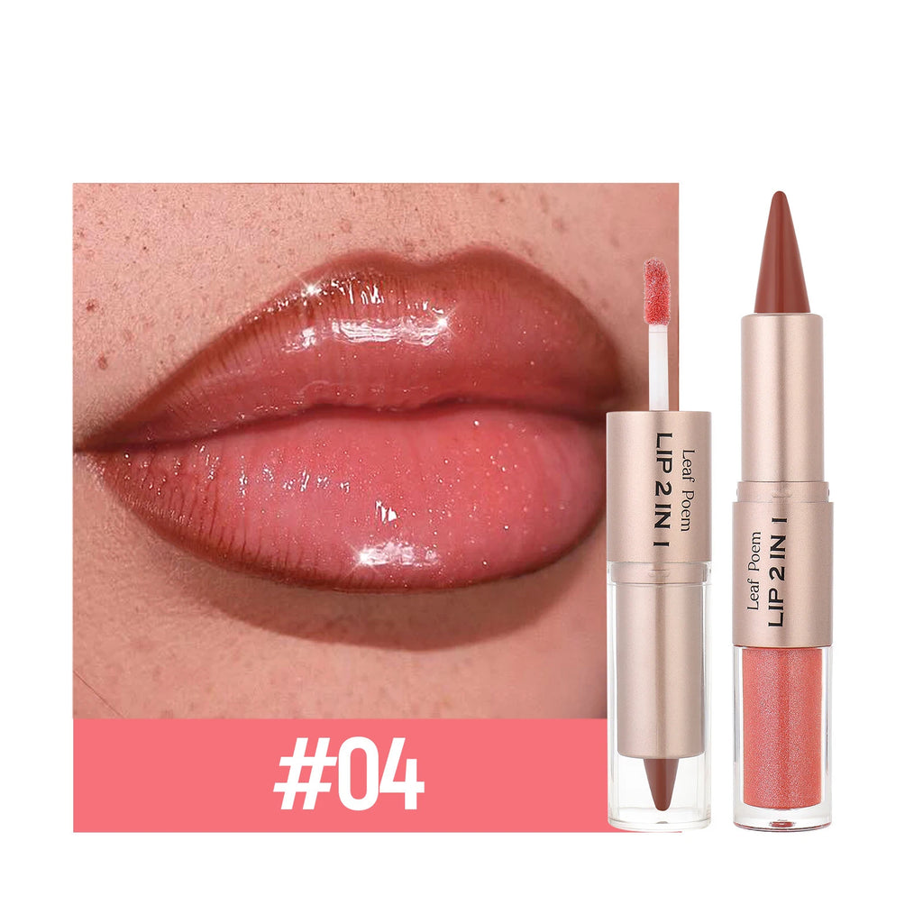 Schwarzer brauner, spitz zulaufender Lipliner-Konturenstift, doppelseitiger Spiegel, aufpolsternder Lippenglanz, kristallklarer Lipgloss, sexy roter Lippen-Tint-Make-up