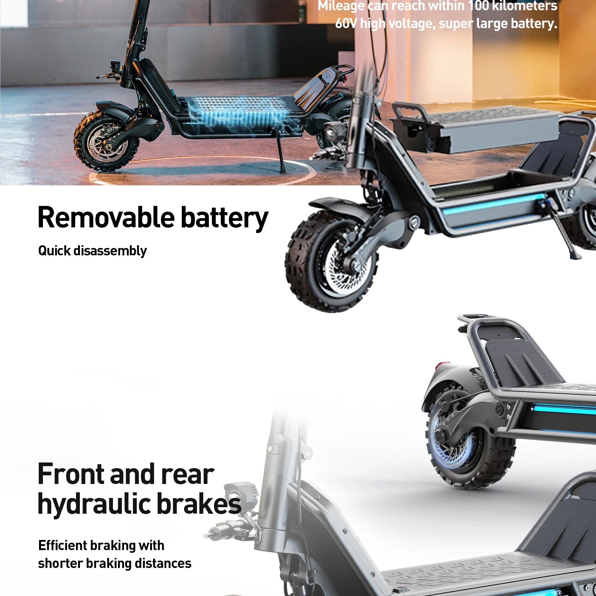 JOYOR E6-S Erwachsenen-Elektroroller 3200W Motor 60V31.5AH Akku Offroad-EScooter NFC-Entsperrung Hydraulische Bremse Klappbarer E-Scooter