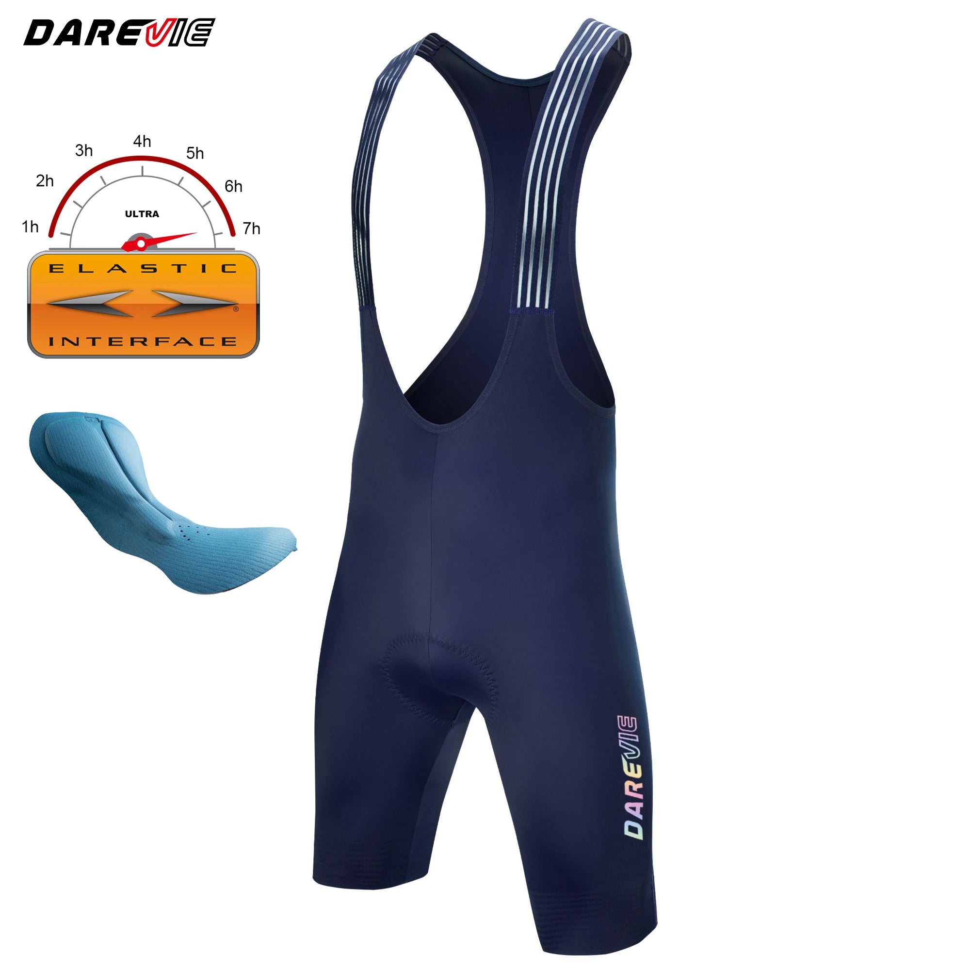 DAREVIE Radhose Seamless 4.0 Italien ELASTIC-INTERFACE Polster Radhose Diamond Beinabschluss Herren Trägerhose