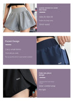 Damen Freizeit Sport Anti-Exposition Falsche Zweiteilige Abnehmende Sport Fitness Nackt Yoga Atmungsaktive Shorts