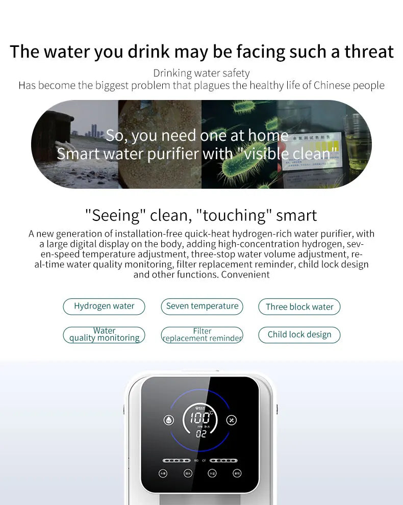 Desktop RO Wasserstoffreiches Wasserfiltersystem Haushalt Instant Heißwasserfilter Direkttrinkwasserbrunnen Kommerziell